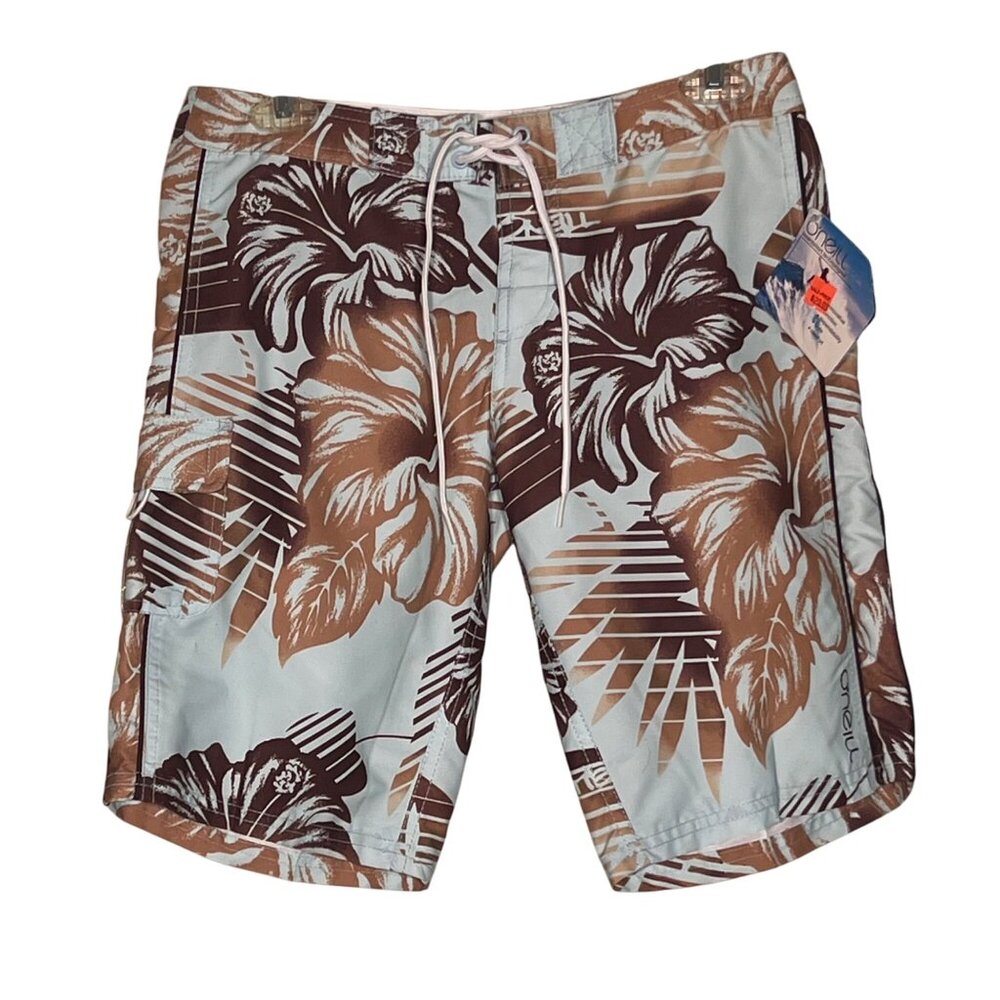 NWT ONeill Mens Floral Print Boardshorts Size 3 Swimwear Cargo Pocket